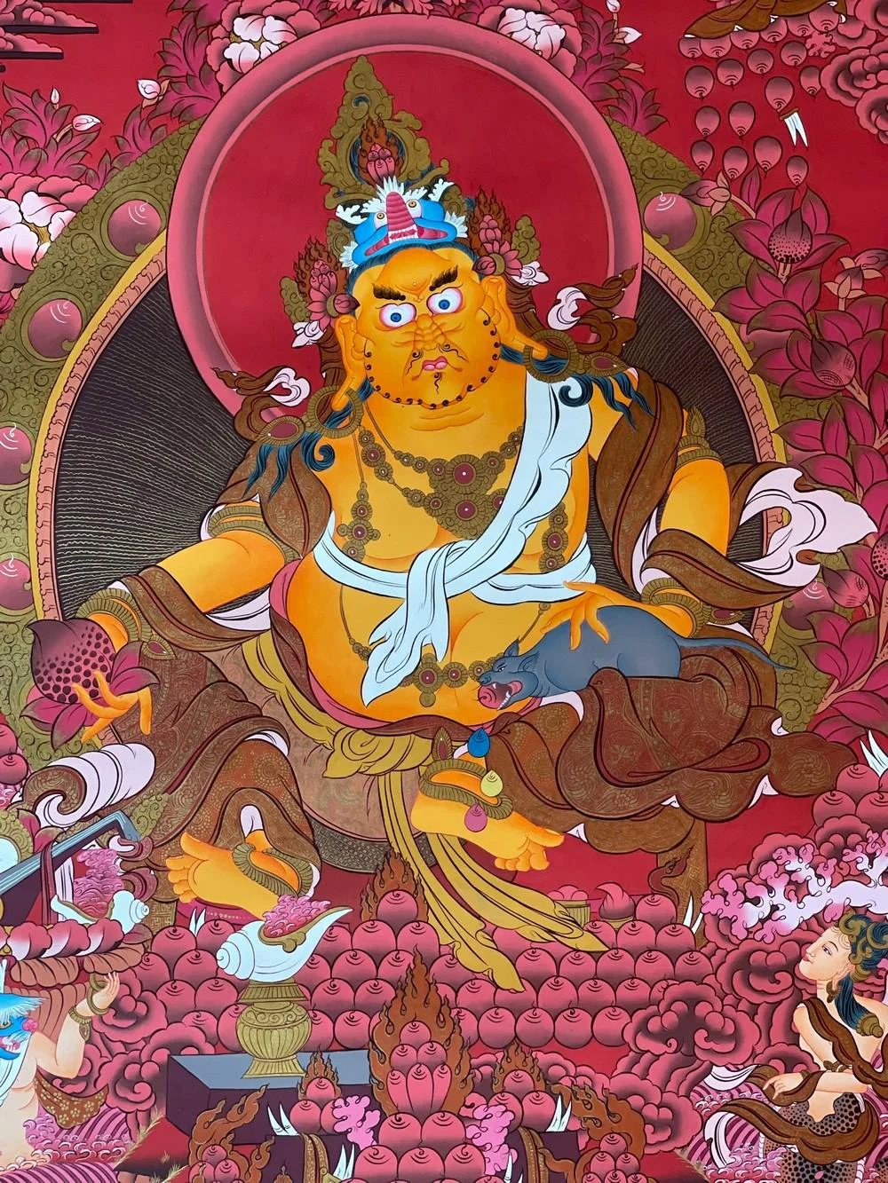 Thangka vẽ tay Nepal ngài Dzambala - Hình ảnh 2