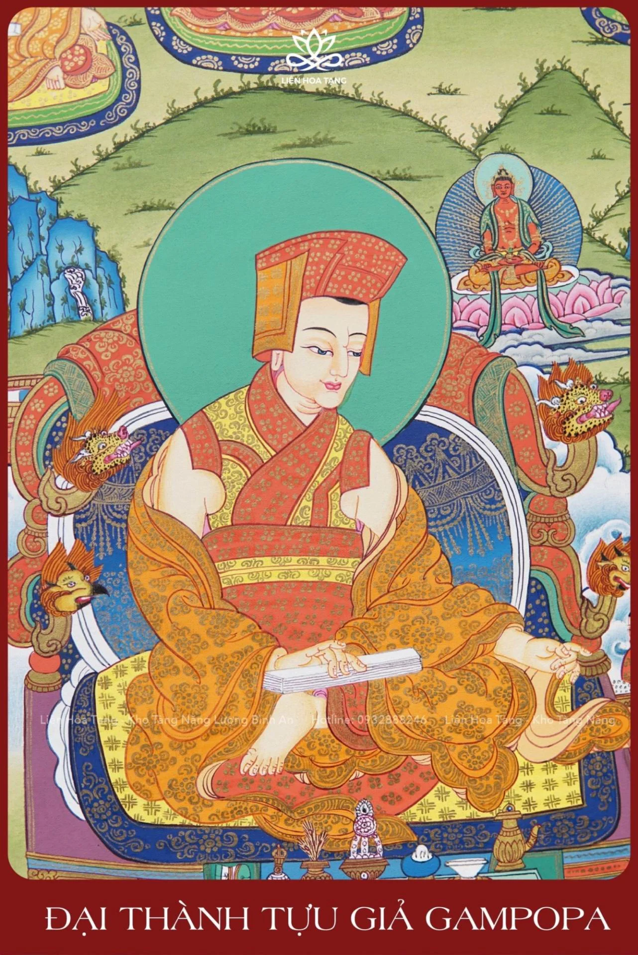 Bộ Thangka vẽ tay độc bản DÒNG TRUYỀN THỪA DRIKUNG KAGYU - Hình ảnh 6