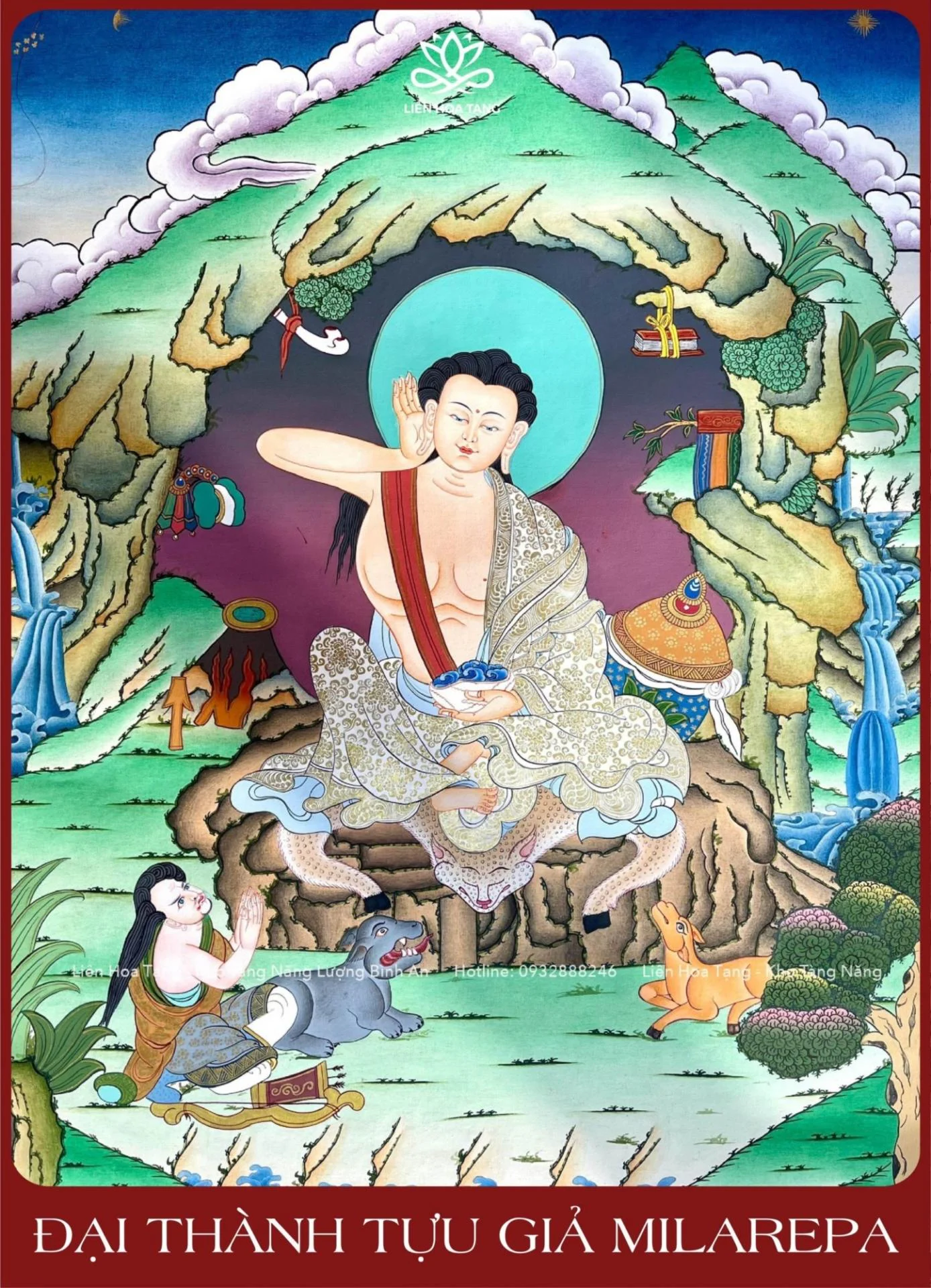 Bộ Thangka vẽ tay độc bản DÒNG TRUYỀN THỪA DRIKUNG KAGYU - Hình ảnh 5
