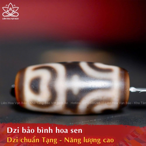 Dzi Bảo Bình Hoa Sen chuẩn Tạng