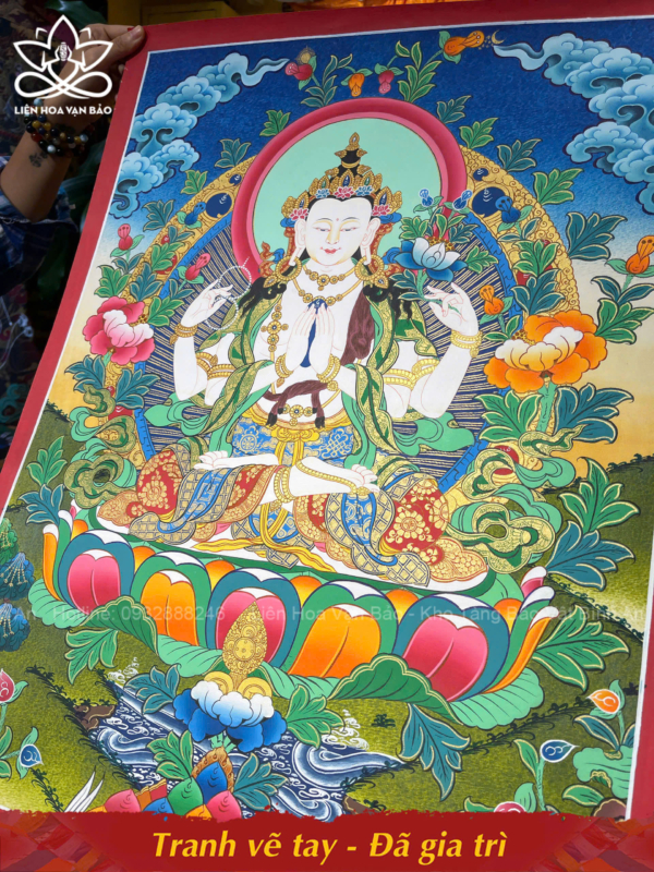 Thangka Ngài Quan Âm Tứ Thủ